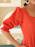 Rust Pure Cotton Solid A-line Dress